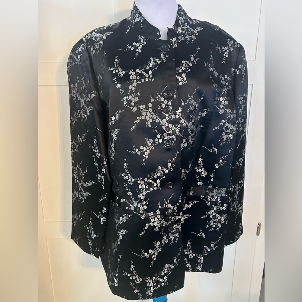 Terry Lewis black Floral Jacket 1X